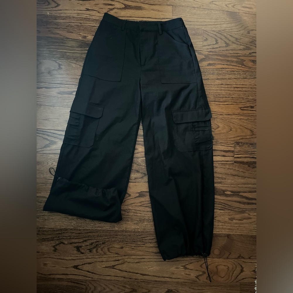 Bohme Black  Wide Leg Cargo Pants Drawstring Hem – Size M